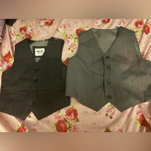 Little boys Gray and Black Button-Up Vests size 5 & 6 set